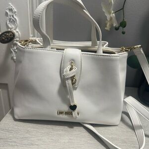 Love Moschino White Satchel with Gold Accents